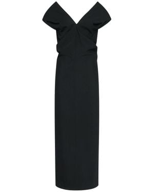 KHAITE Vestiti midi ima in misto lana - Nero
