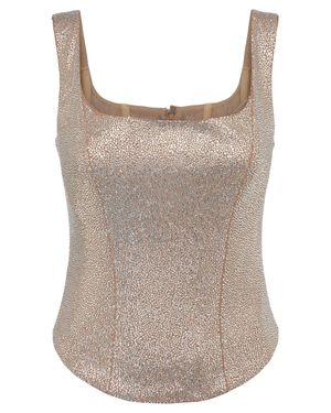 GIUSEPPE DI MORABITO Viscose Embellished Bustier Top - Brown