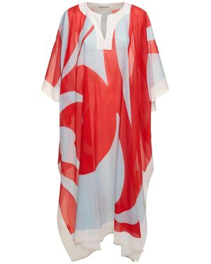 Dries Van Noten Caftano in voile di cotone stampato - Rosso