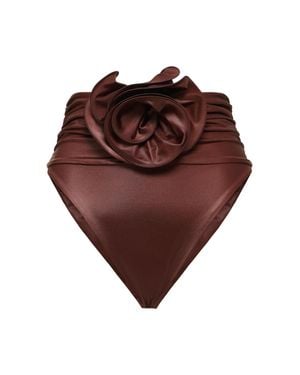 Magda Butrym Bas De Bikini À Appliques Fleurs - Marron