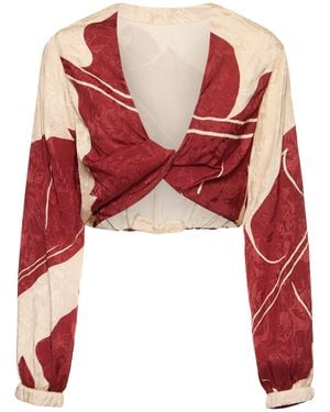 Johanna Ortiz Femme Haut Imprimé Manches Longues Afterwork - Rouge