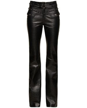 Alessandra Rich Pantaloni in pelle con cintura - Nero