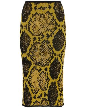 The Attico Python Printed Viscose Blend Midi Skirt - Green