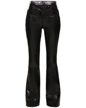 Mugler Pantaloni svasati in pelle - Nero