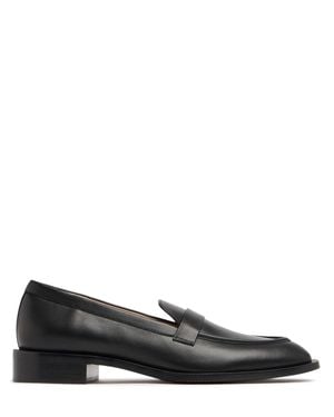 Stuart Weitzman Leather Slip-on Loafers - Black