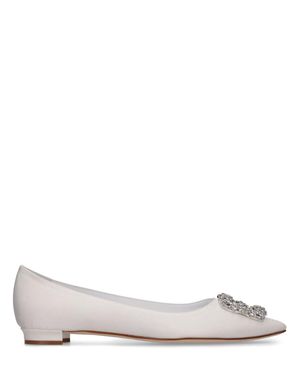 Manolo Blahnik Scarpe Basse Hangisi Clc In Grosgrain 10mm - Bianco