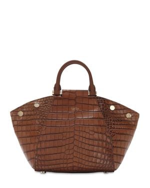 Max Mara Borsa "Anita S2" In Pelle Stampa Coccodrillo - Marrone