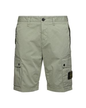 Stone Island Uomo Stretch Cotton Logo Patch Shorts - Verde