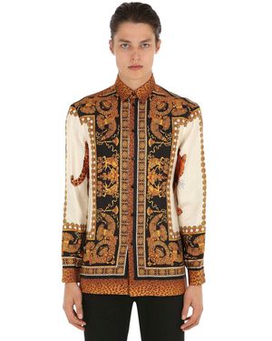 Versace "Camisa De Sarga De Seda Estampado ""baroque""" - Multicolor