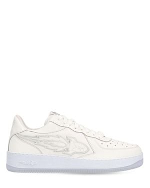 ENTERPRISE JAPAN Sneakers In Pelle Low Top Con Logo - Bianco