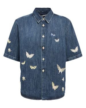 Our Legacy Homme Chemise En Denim Imprimé Beyond - Bleu