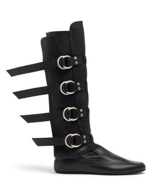 Ann Demeulemeester 10Mm Siver Leather Boots - Black