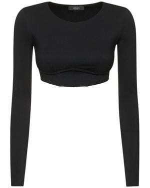 Versace Crop top in techno jersey - Nero