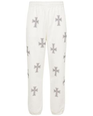 Unknown Rhinestone Cross Cotton Sweatpants - White