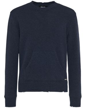 DSquared² Maglia girocollo in lana e cashmere - Blu