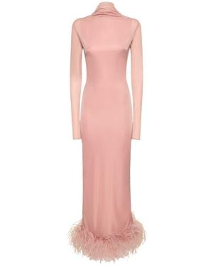 16Arlington Vestito luna in techno jersey / piume - Rosa