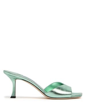 Jimmy Choo 70Mm Skye Metallic Leather Mules - Green