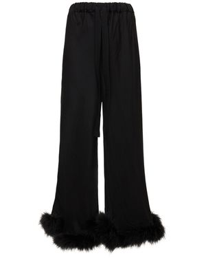 Sleeper Jersey Boudoir Pants W/ Feathers - Black