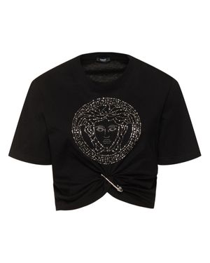 Versace Donna T-Shirt Medusa Cropped - Nero