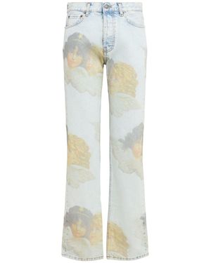 Fiorucci Angel Print Straight Fit Jeans - White
