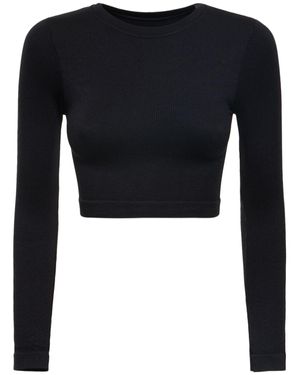 PRISM Squared Mujer Top Corto Acanalado Unique - Negro