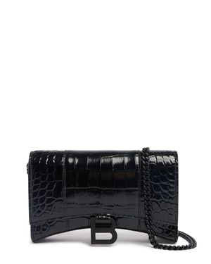 Balenciaga Portafoglio Hourglass In Pelle Goffrata - Nero