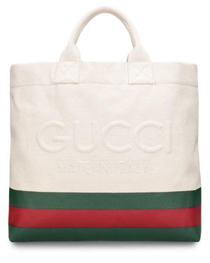 Gucci Petit tote bag en coton bicolore cabas - Neutre