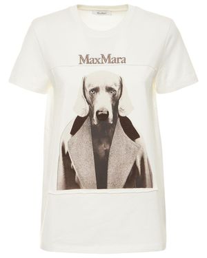 Max Mara T-shirt Mmdog In Jersey Di Cotone Con Stampa - Neutro