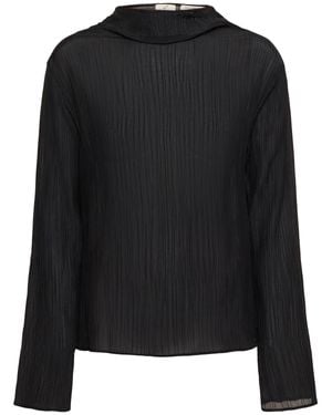 BITE STUDIOS Femme Chemise Texturée Parchment - Noir