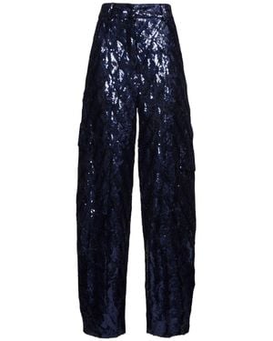 ROTATE BIRGER CHRISTENSEN Donna Pantaloni Cargo Con Paillettes - Blu
