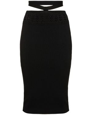 ANDREADAMO Falda midi de punto de viscosa - Negro