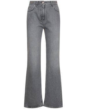 Versace Mujer Jeans Rectos Con Cintura Alta - Gris