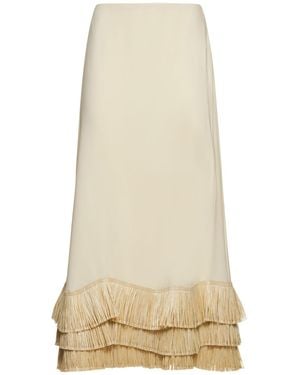Johanna Ortiz Gonna midi santuarios in crepe e rafia - Neutro
