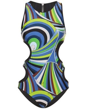 Emilio Pucci Costume intero iride in lycra con cutout - Verde