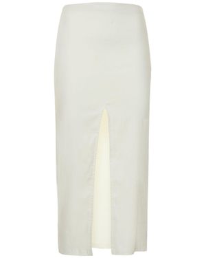 Anemos Gonna midi in lino stretch con spacco - Bianco