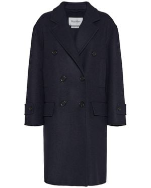 Max Mara Donna Cappotto Midi Doppiopetto Nogara - Blu