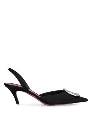 AMINA MUADDI Décolleté camelia in raso 60mm - Nero