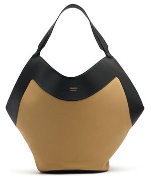 KHAITE Borsa shopping medium lotus in tela e pelle - Blu