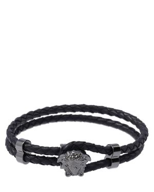 Versace Bracciale In Pelle Con Medusa - Nero