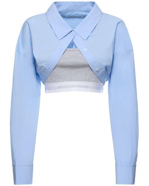 Alexander Wang Camicia bolero in cotone / crop top - Blu
