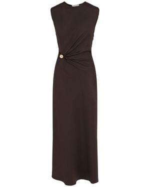 Loulou de Saison Roan Sleeveless Draped Satin Long Dress - Purple