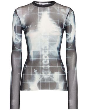 Jean Paul Gaultier Mujer Top De Malla Con Mangas Largas - Gris
