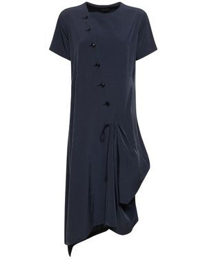 Yohji Yamamoto Vestito asimmetrico in crepe de chine - Blu