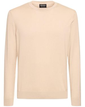 ZEGNA Suéter de algodón con cuello redondo - Neutro