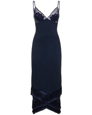 PATBO Vestito midi crochet con ricami - Blu