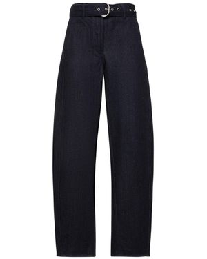 Jil Sander Jeans larghi in denim con cintura - Blu