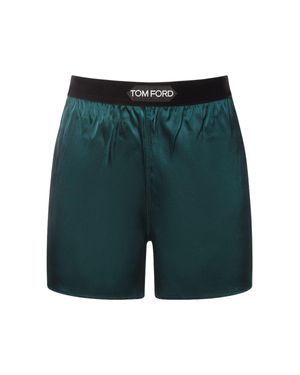 Tom Ford Shorts in raso con logo - Verde