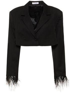 WeWoreWhat Blazer cropped con piume - Nero