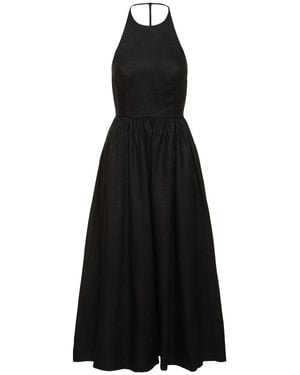 Reformation Robe mi-longue en lin percy - Noir