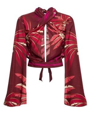 Johanna Ortiz Crop top en crêpe de chine imprimé - Rouge